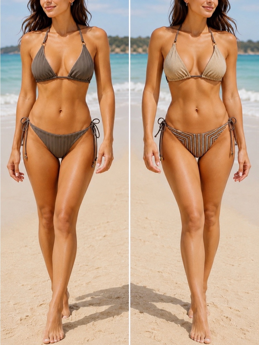 LULI FAMA Reversible Torre De Oro Wavey Ruched Brazilian Bikini Set